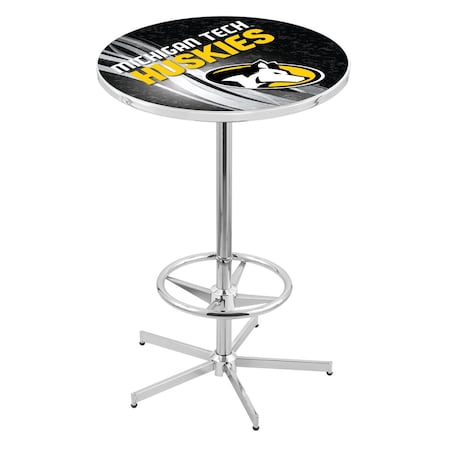 Holland Bar Stool Co 42" Chrome Michigan Tech Pub Table, 28" dia. Top L216C4228MITech-D2